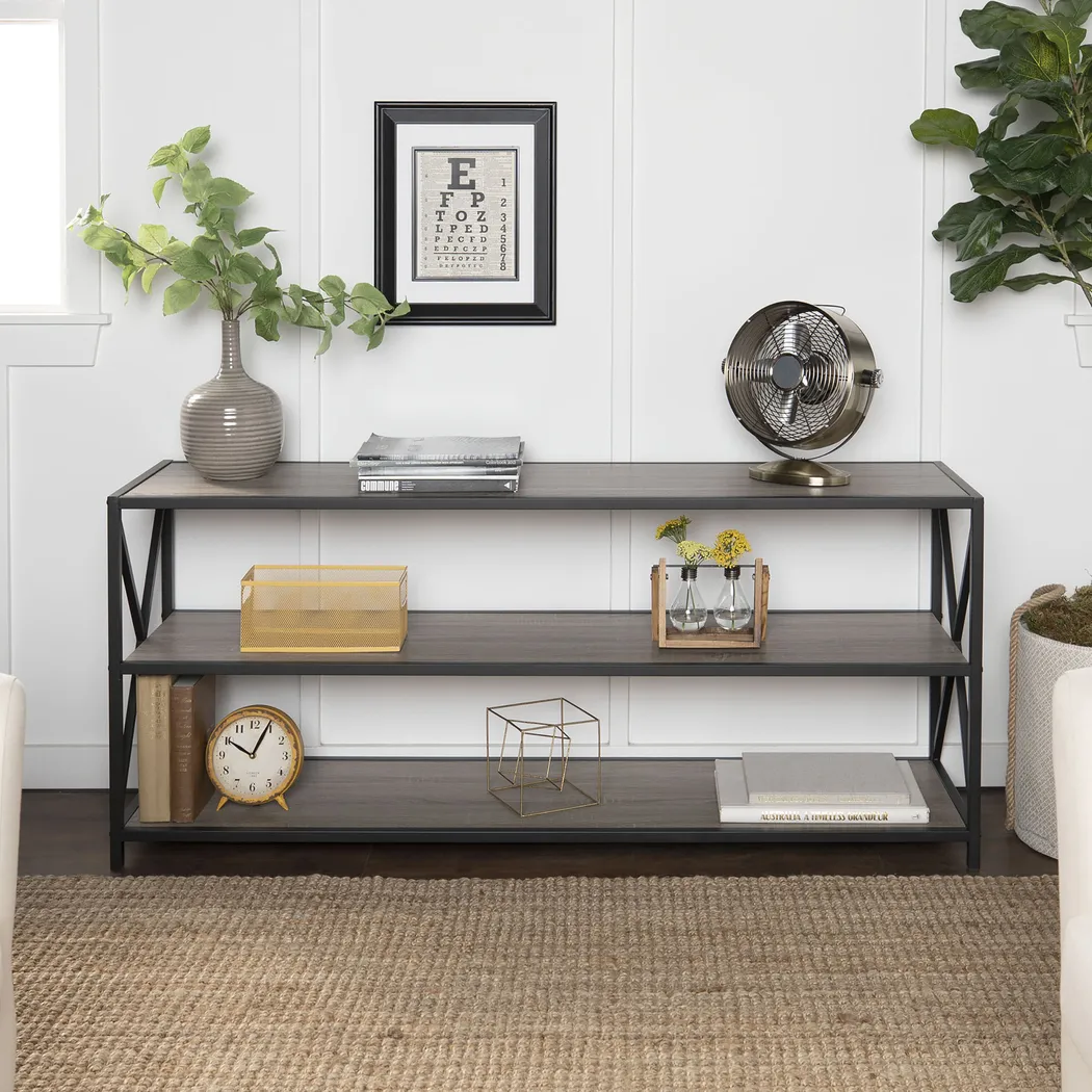 Shelley's Crossing Gray 3 Shelf Bookcase - Thumbnail - Image 2