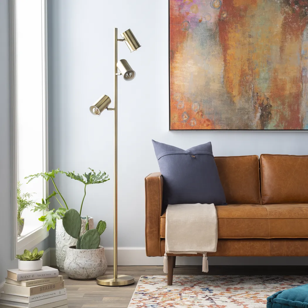 Sheltone Hills Gold Floor Lamp - Thumbnail - Image 2