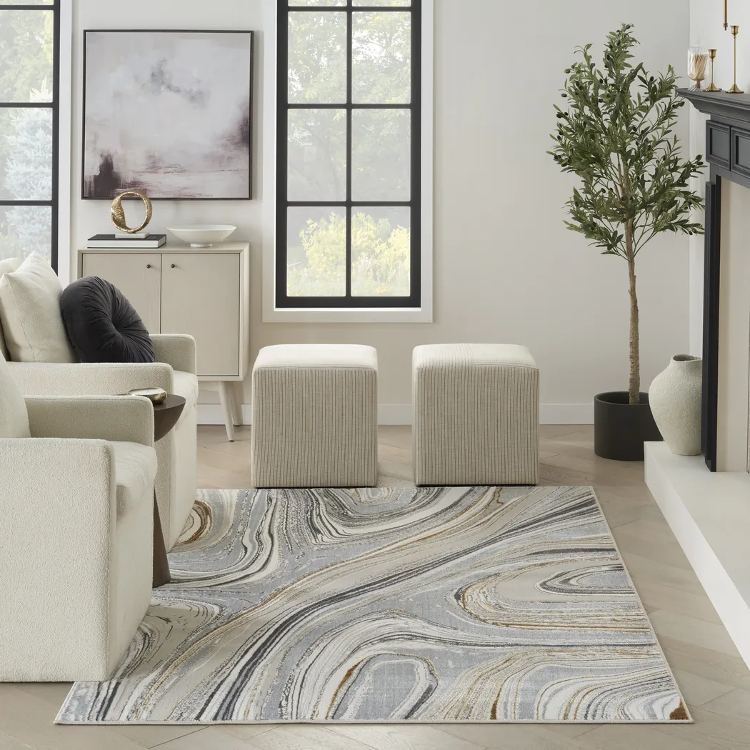 Shepdell Gray/Gold 5'3 x 7'3 Rug - Thumbnail - Image 2