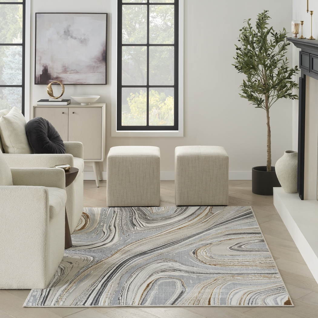 Shepdell Gray/Gold 9' x 12' Rug - Thumbnail - Image 2
