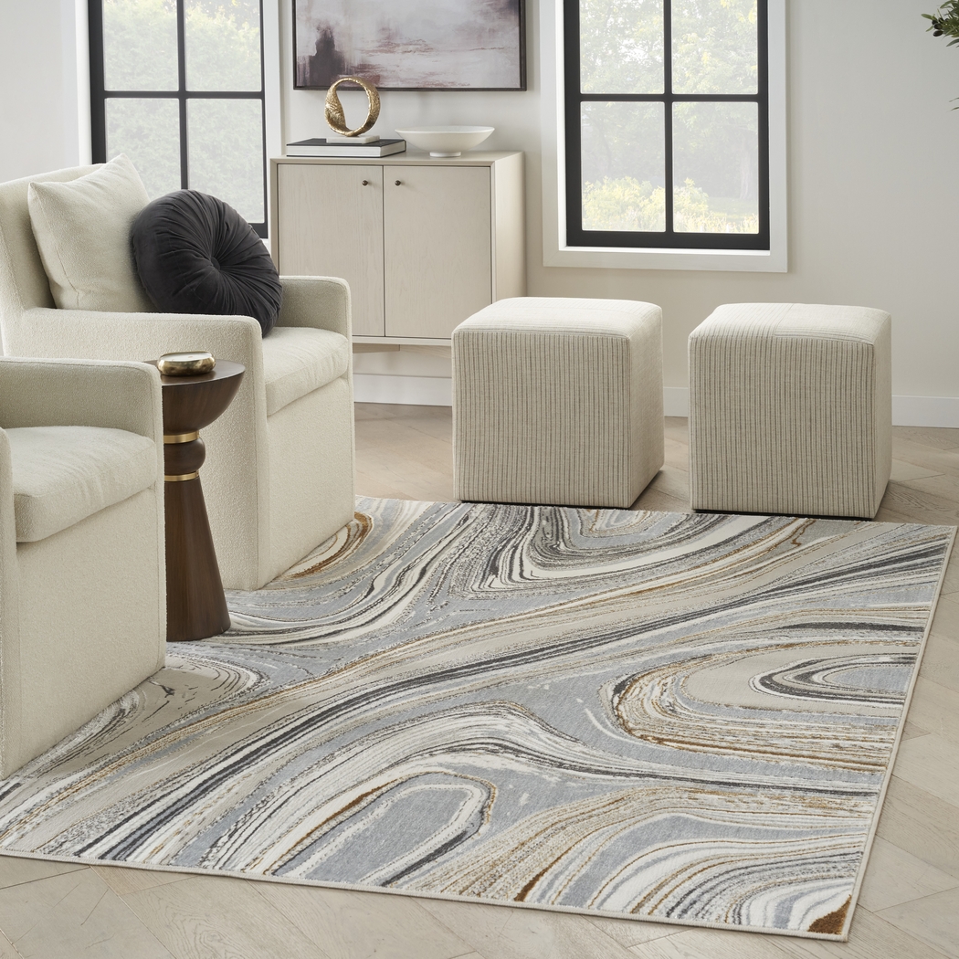 Shepdell Gray/Gold 9' x 12' Rug - Thumbnail - Image 3