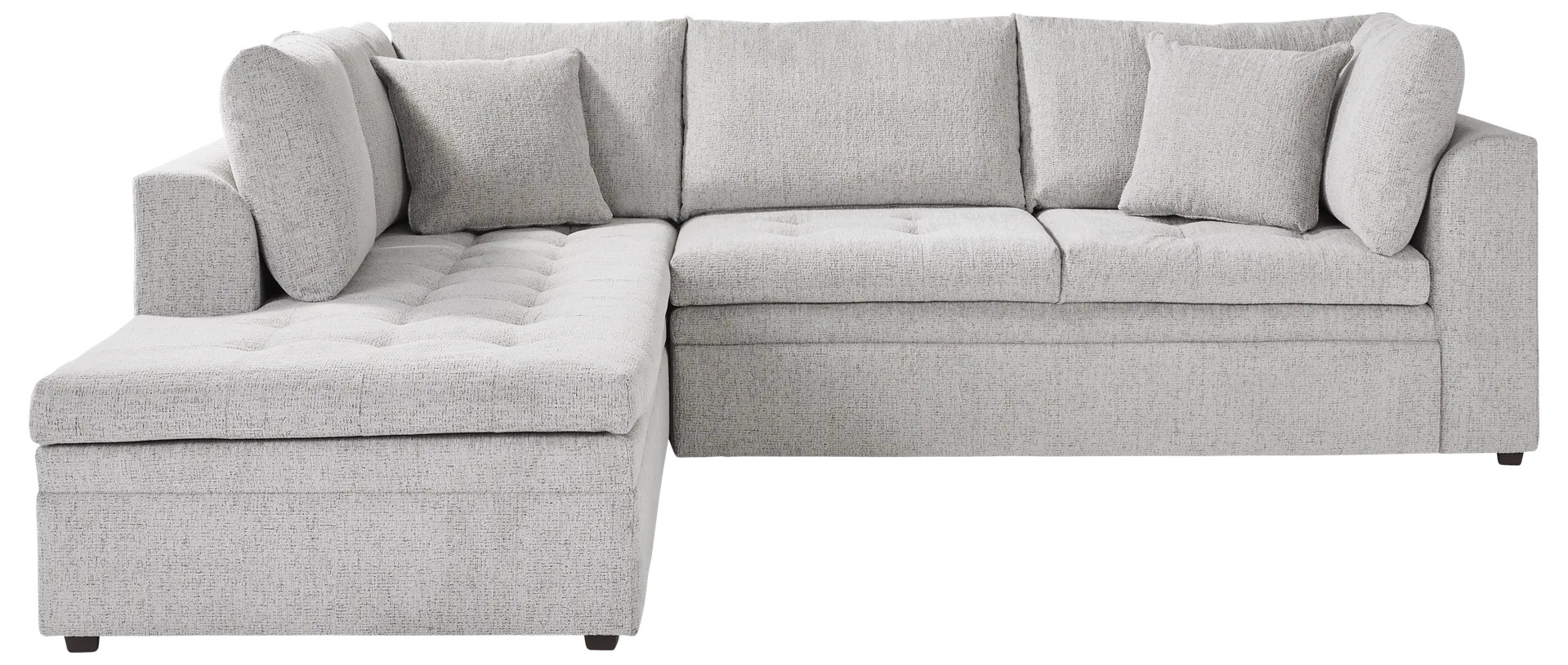 gray 2 pc left arm sleeper sectional