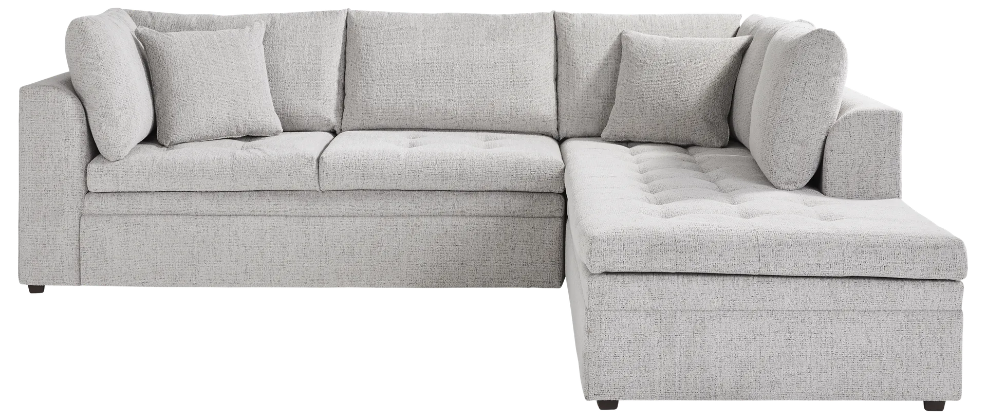 gray 2 pc right arm sleeper sectional