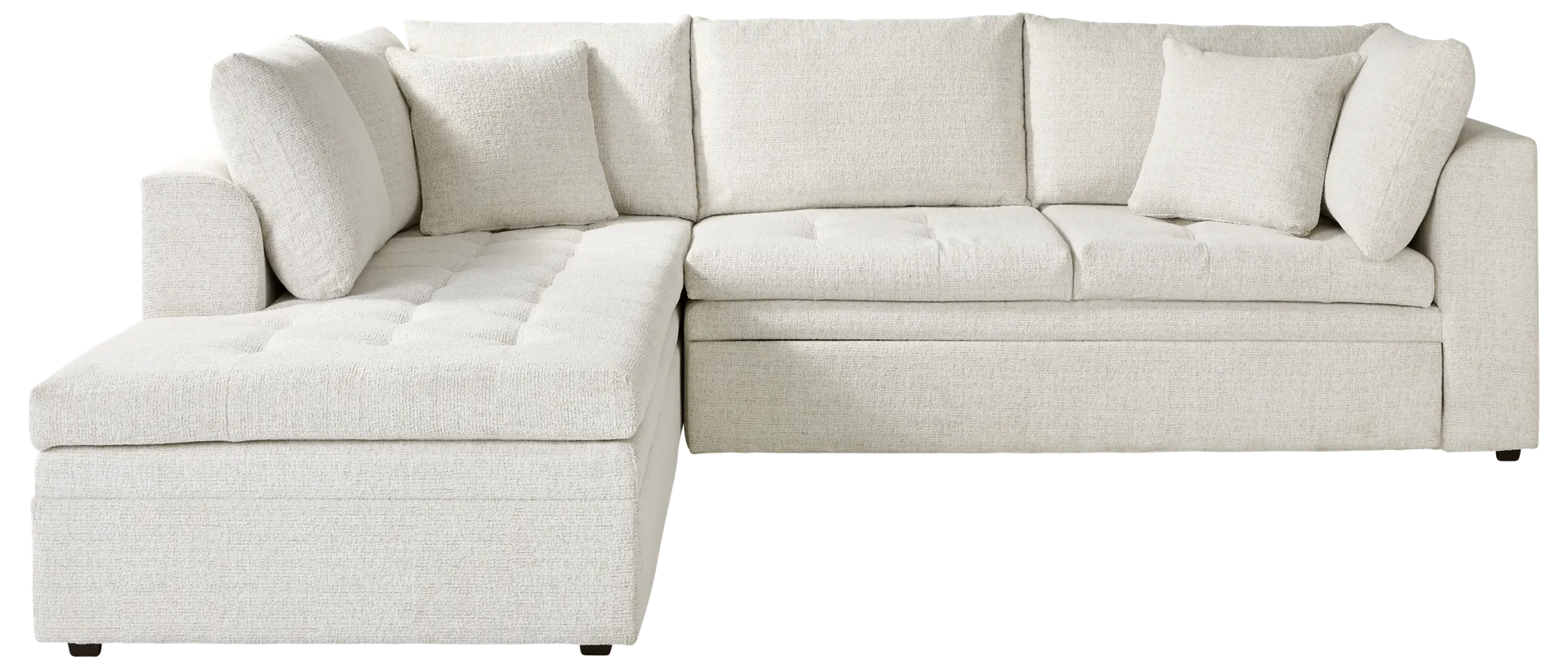 off-white 2 pc left arm sleeper sectional