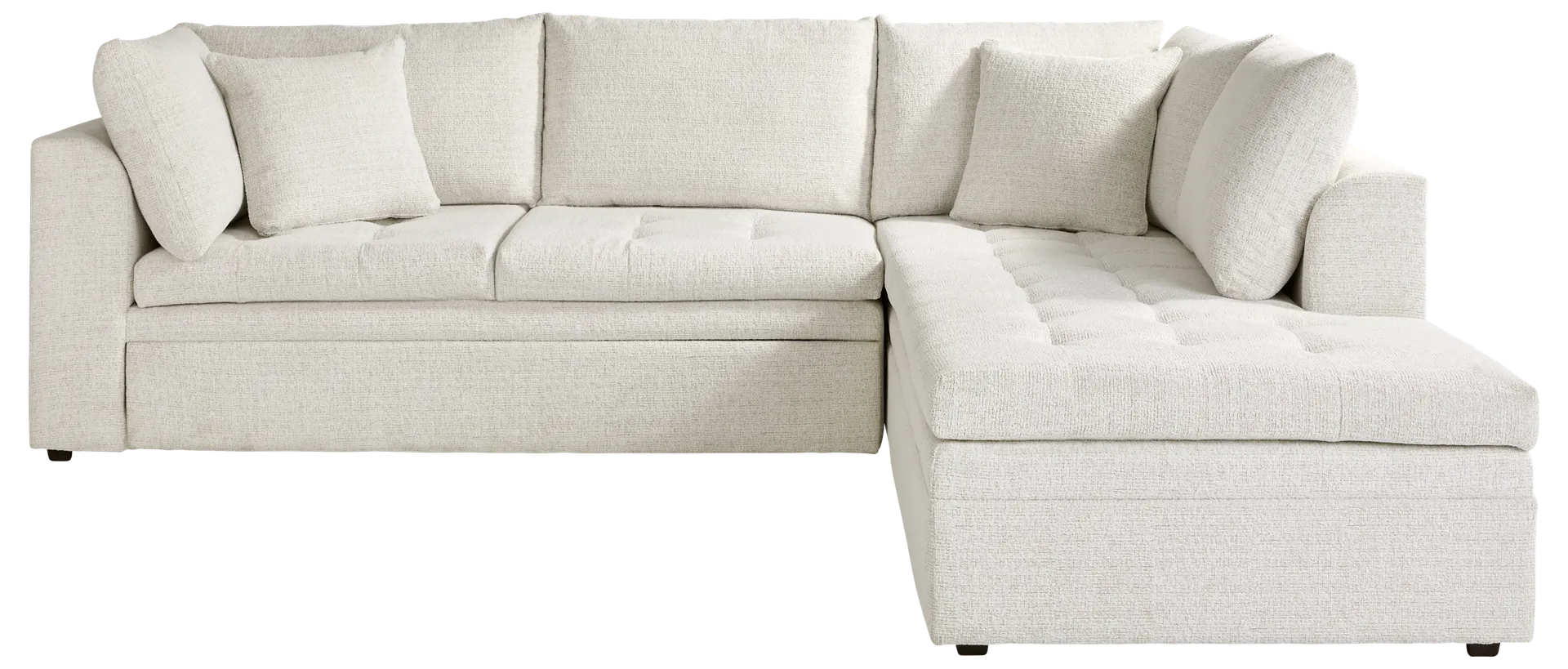 off-white 2 pc right arm sleeper sectional