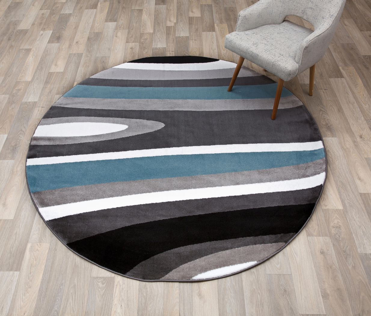 Sheyn Blue 6'6 Round Rug - Thumbnail - Image 2