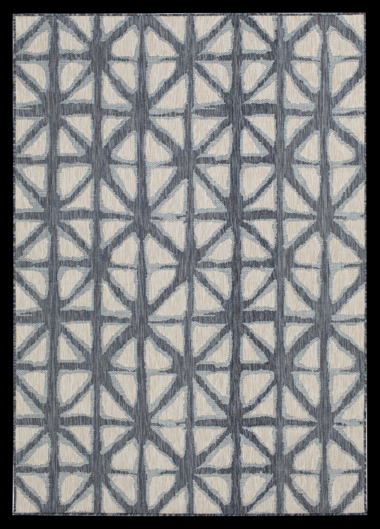 Shibori Stripes Dark Blue 6' x 9' Indoor/Outdoor Rug - Thumbnail - Image 1