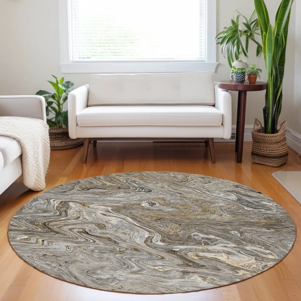 Shilo Brown 8' Round Machine Washable Rug - Thumbnail - Image 2