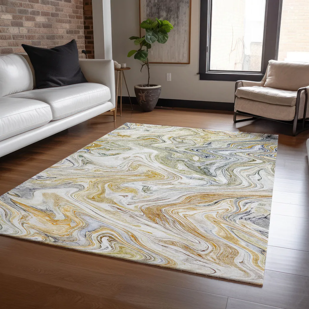 Shilo Gold 5' x 8' Machine Washable Rug - Thumbnail - Image 2