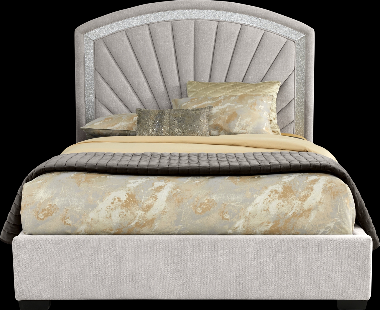 Shimmer Light Gray 3 Pc Queen Upholstered Bed - Thumbnail - Image 4