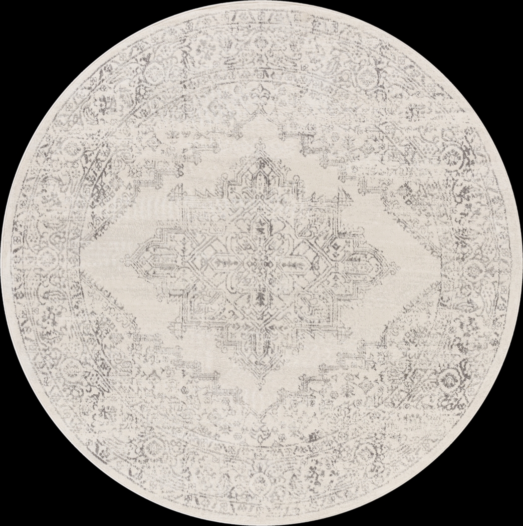 Shinnwood V White 6'7 Round Rug - Thumbnail - Image 1
