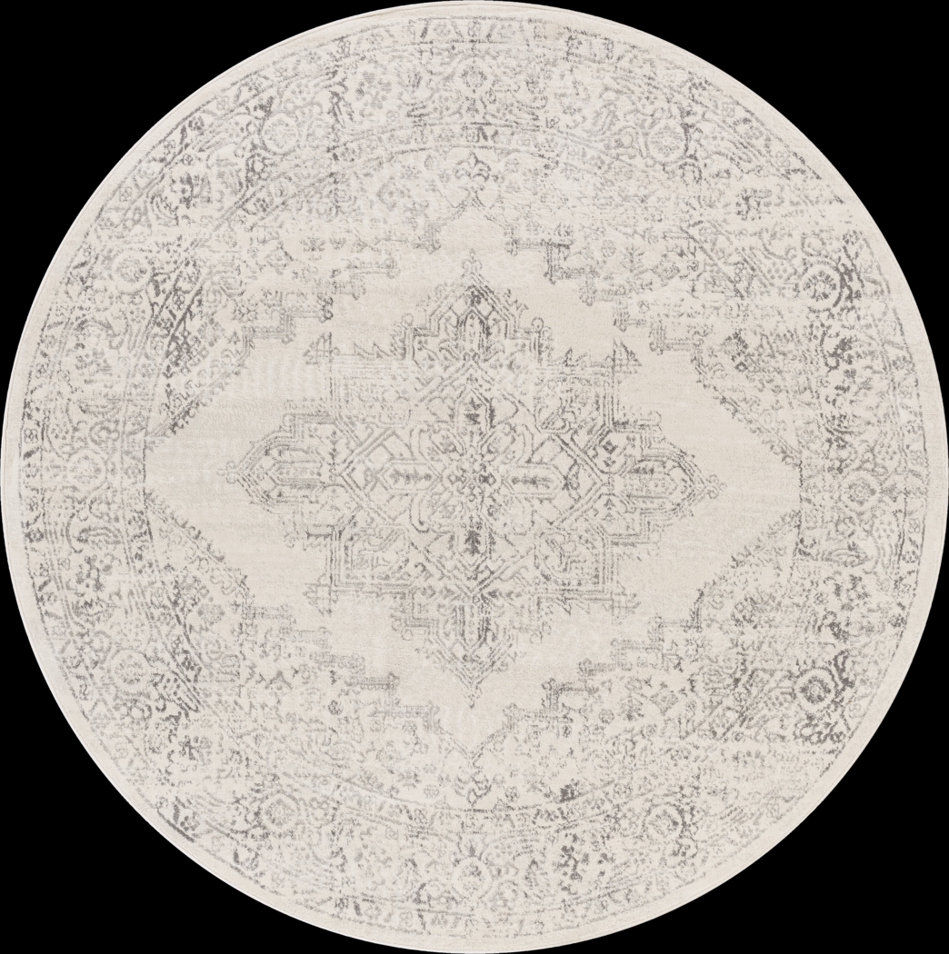 Shinnwood V White 7'10 Round Rug - Thumbnail - Image 1