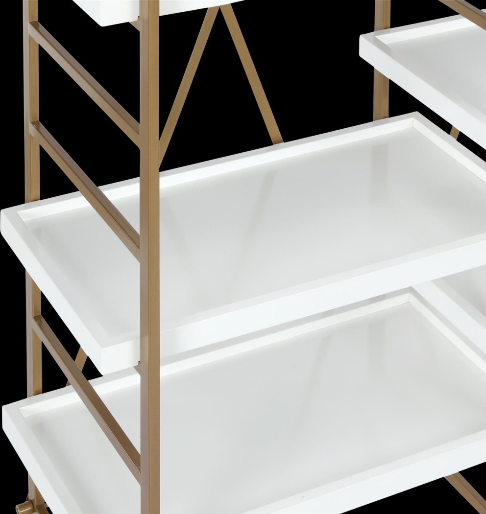 CosmoLiving Yves Metal Bookcase Etagere Gold and White - Thumbnail - Image 4