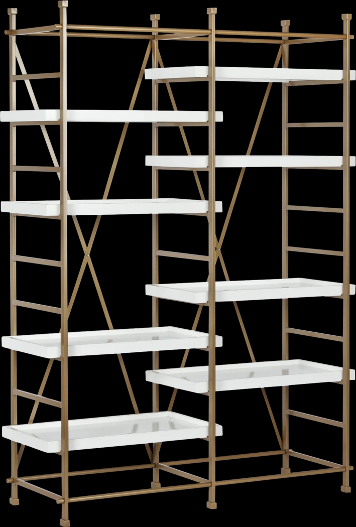 CosmoLiving Yves Metal Bookcase Etagere Gold and White - Thumbnail - Image 1