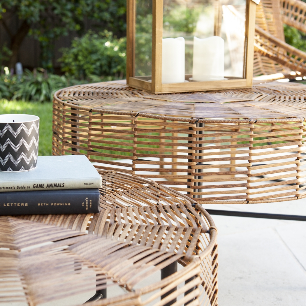 Shirene Natural Outdoor Nesting Tables, Set of 2 - Thumbnail - Image 4