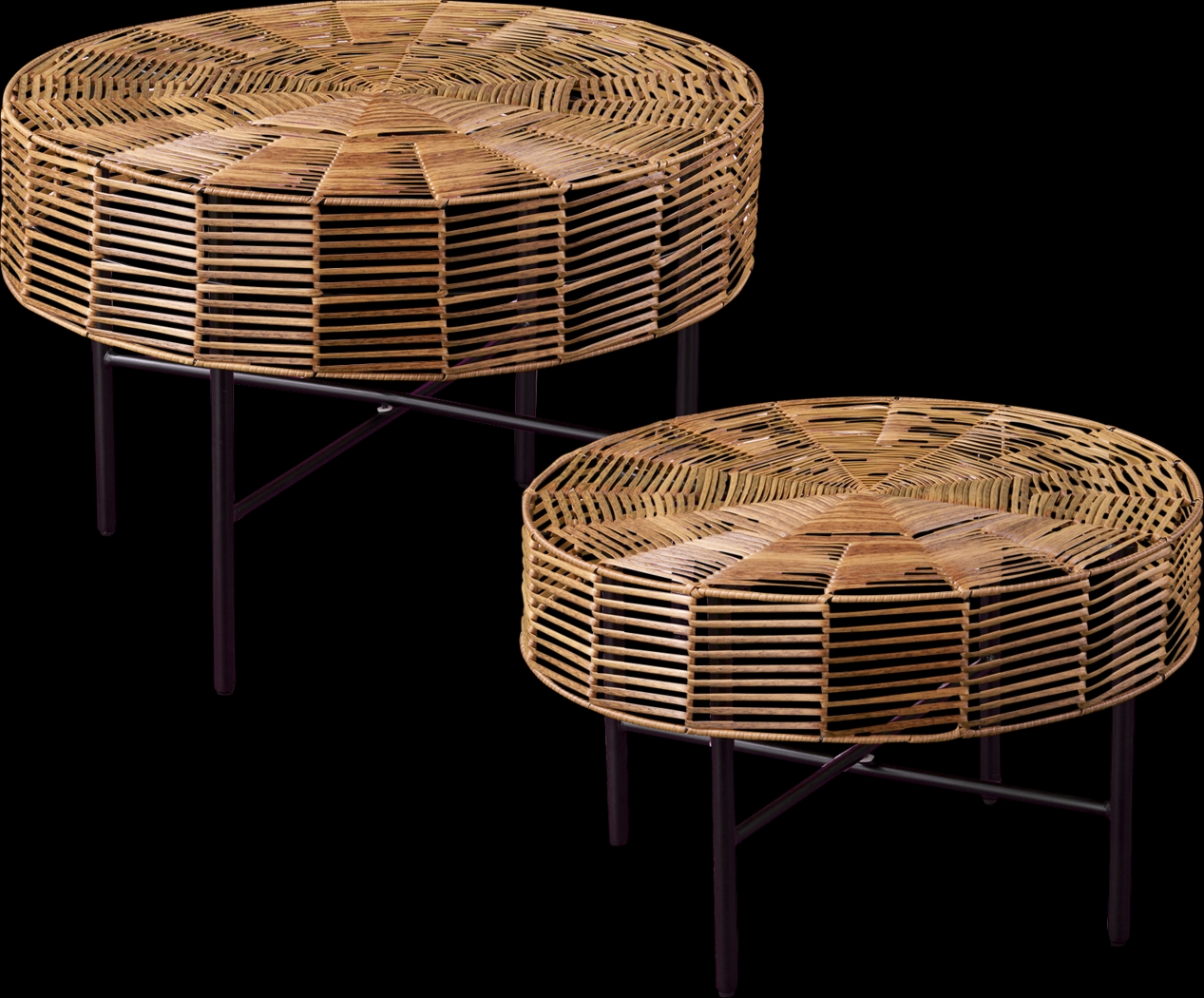 Shirene Natural Outdoor Nesting Tables, Set of 2 - Thumbnail - Image 1