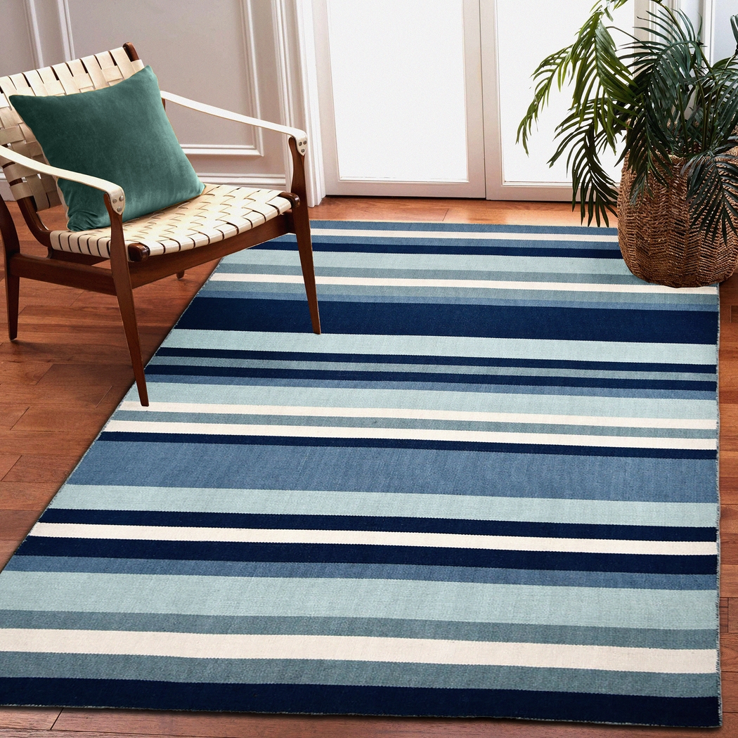 Shirnul Blue 5' x 7'6 Indoor/Outdoor Rug - Thumbnail - Image 2