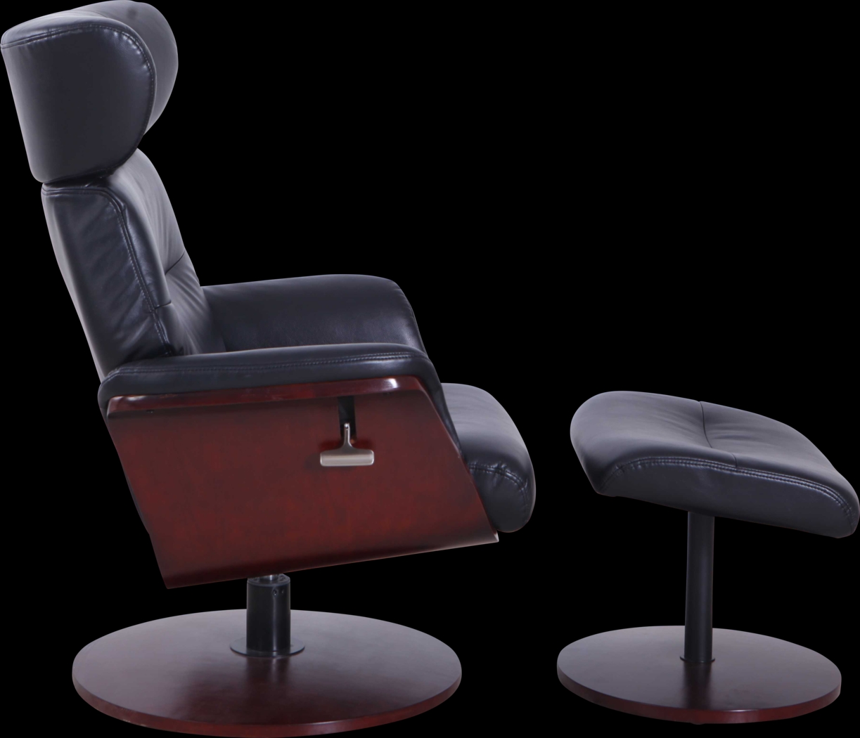 Shubrick Black Recliner and Ottoman - Thumbnail - Image 2