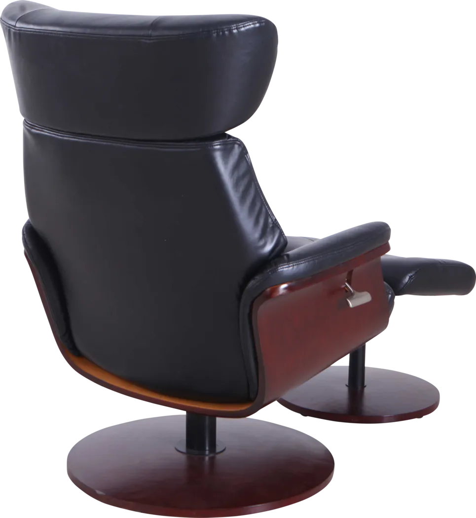 Shubrick Black Recliner and Ottoman - Thumbnail - Image 3