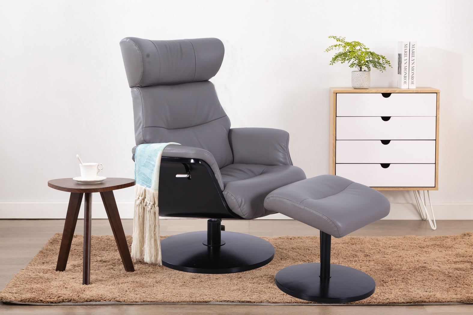 Shubrick Gray Recliner and Ottoman - Thumbnail - Image 5