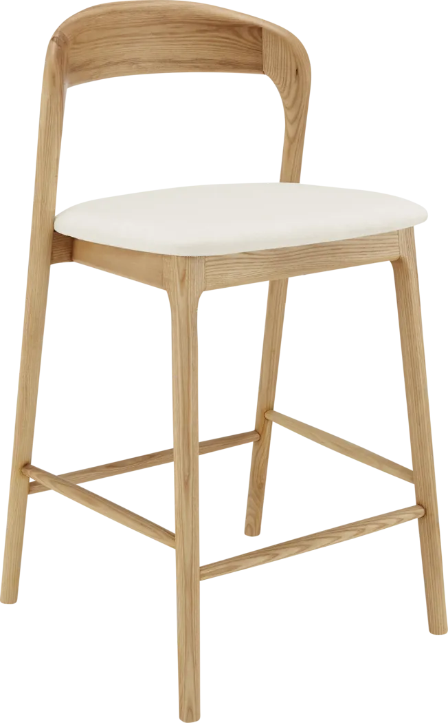 Shumway II White and Natural Counter Height Stool - Thumbnail - Image 2