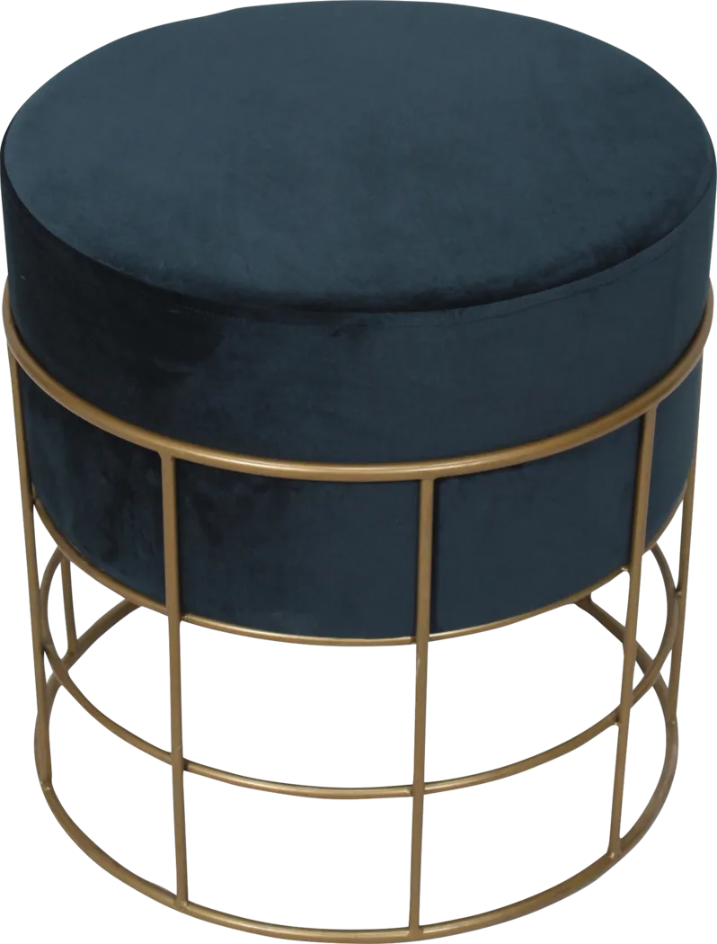 Sidell Dark Blue Ottoman - Thumbnail - Image 2