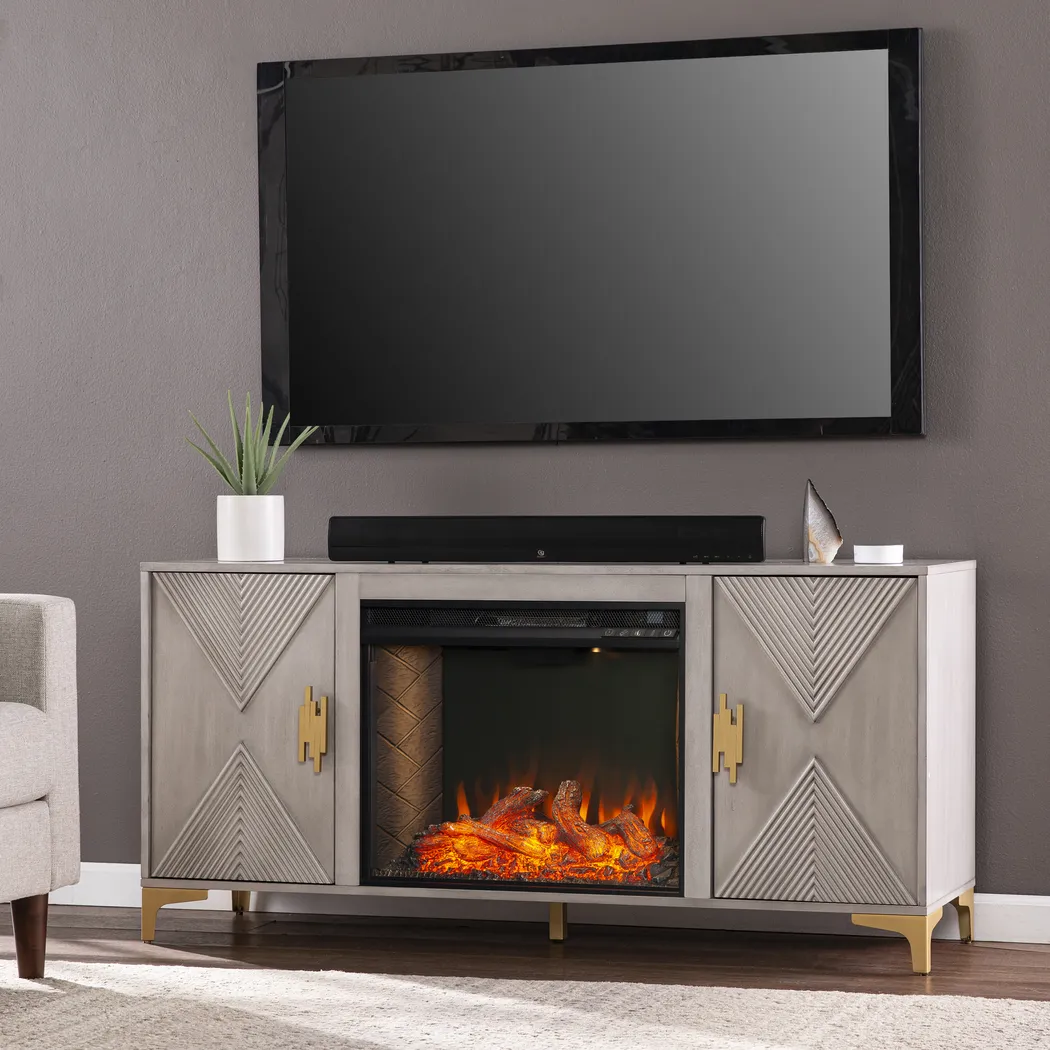 Sidereal III Gray 56 in. Console, With Smart Electric Fireplace - Thumbnail - Image 4