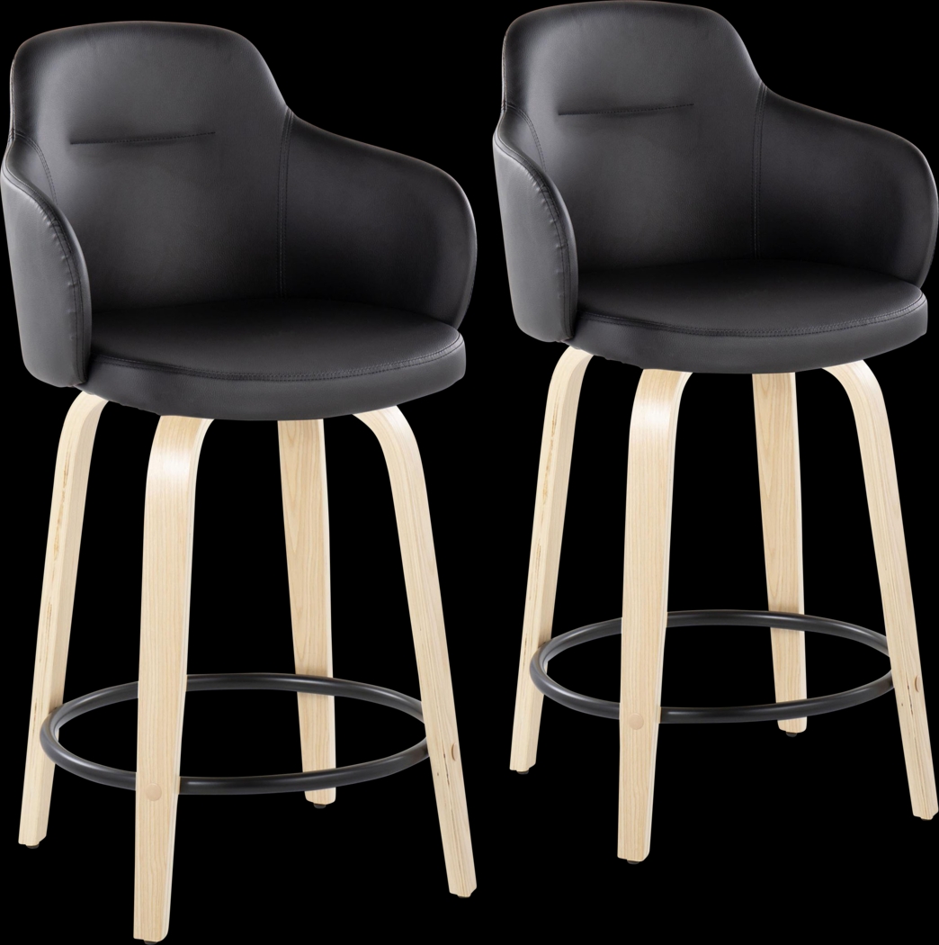 Siebarth II Black Counter Height Stool, Set of 2 - Thumbnail - Image 1