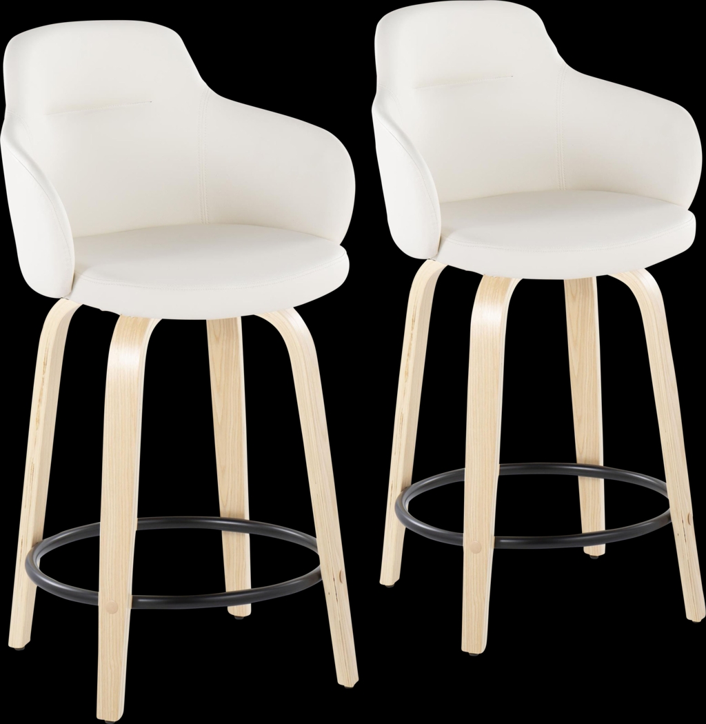 Siebarth II White Counter Height Stool, Set of 2 - Thumbnail - Image 1