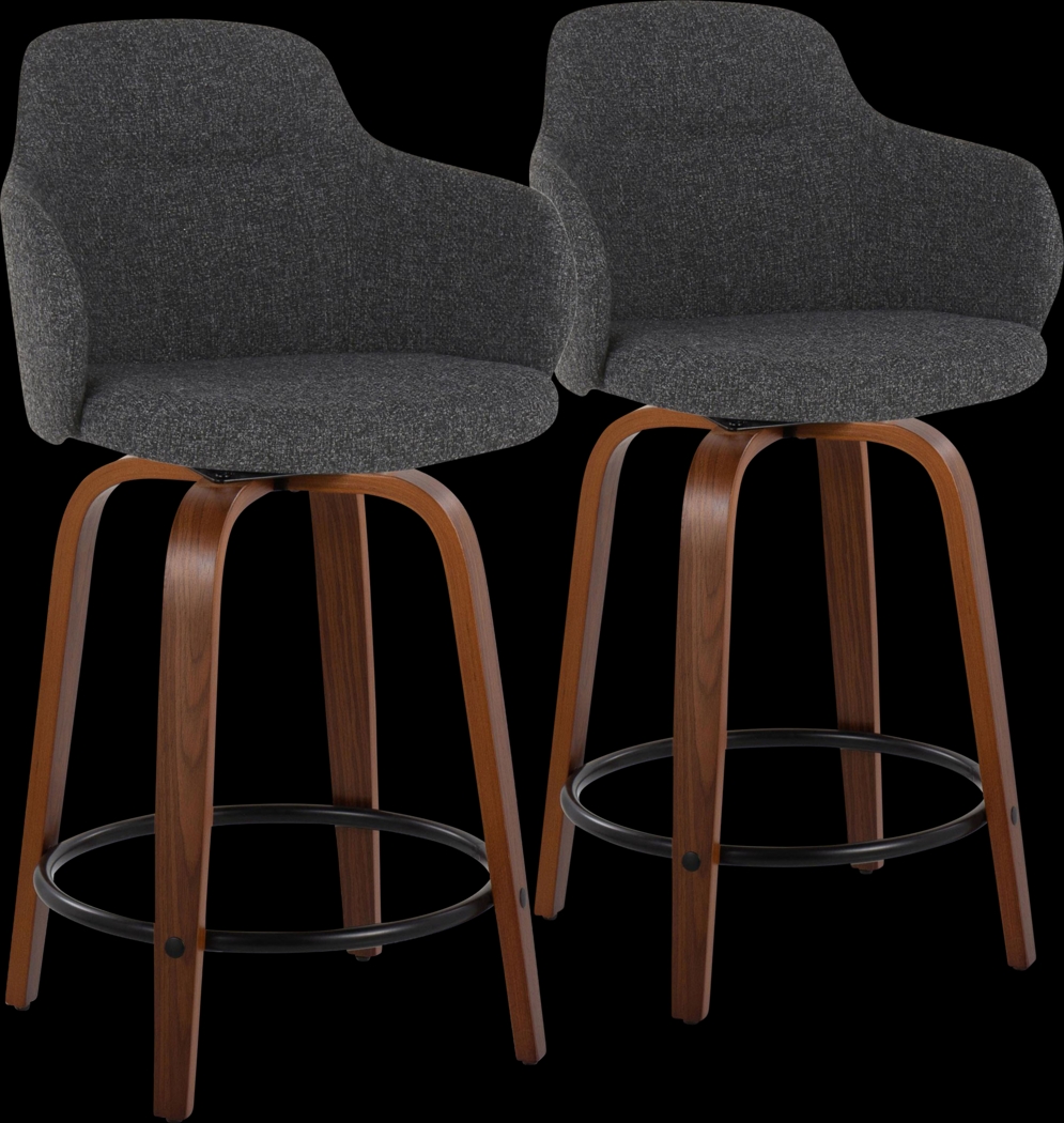 Siebarth III Dark Gray Counter Height Stool, Set of 2 - Thumbnail - Image 1