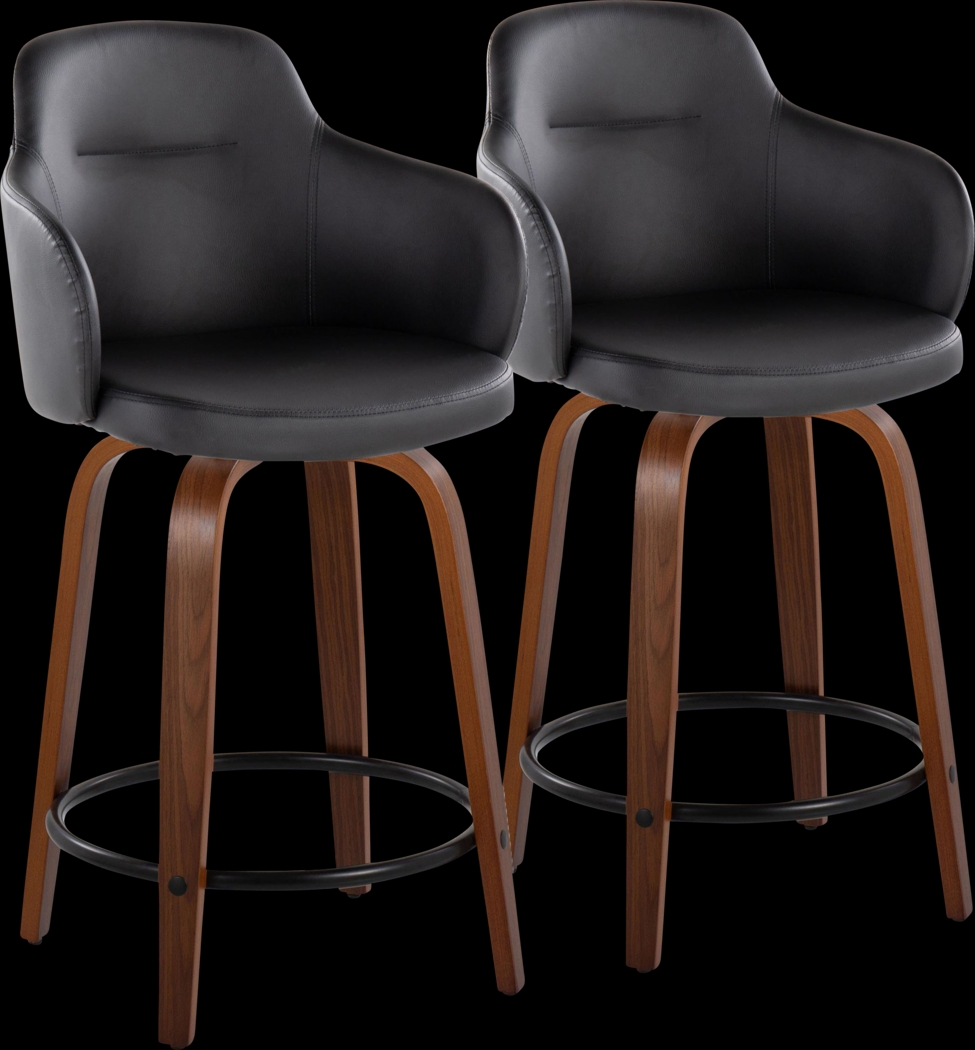 Siebarth IV Black Counter Height Stool, Set of 2 - Thumbnail - Image 1