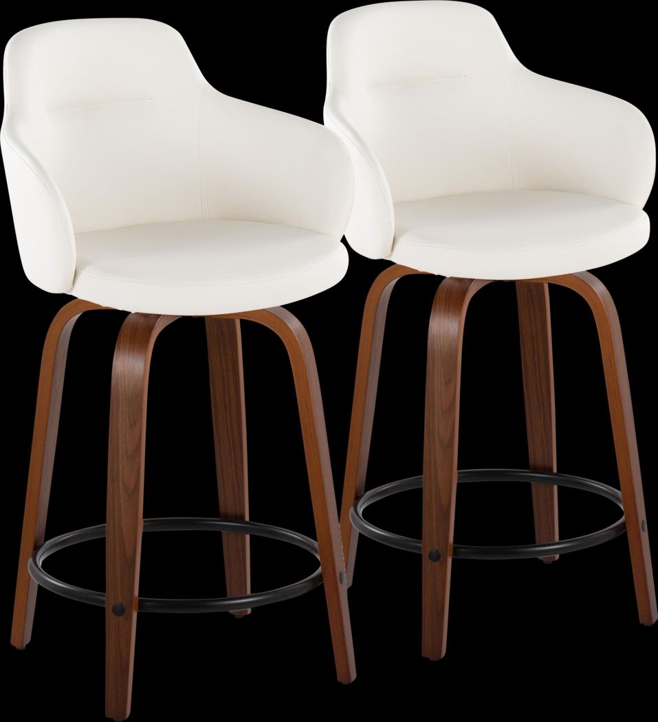 Siebarth IV White Counter Height Stool, Set of 2 - Thumbnail - Image 1