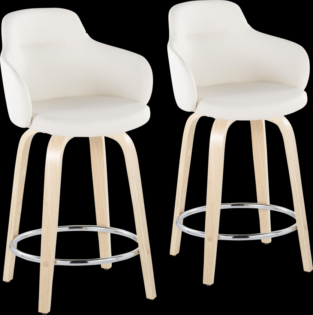 Siebarth IV White Counter Height Stool, Set of 2 - Thumbnail - Image 1