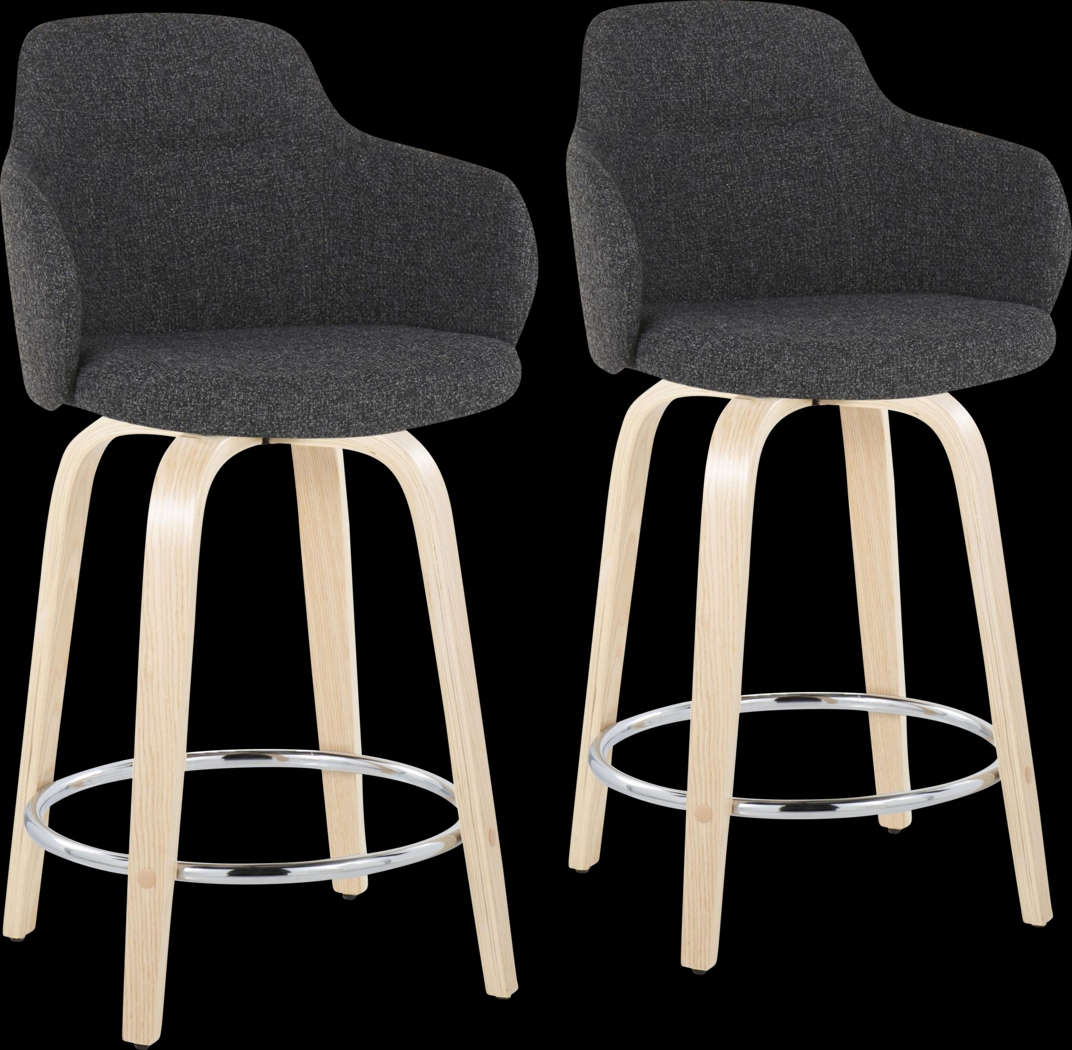 Siebarth V Dark Gray Counter Height Stool, Set of 2 - Thumbnail - Image 1