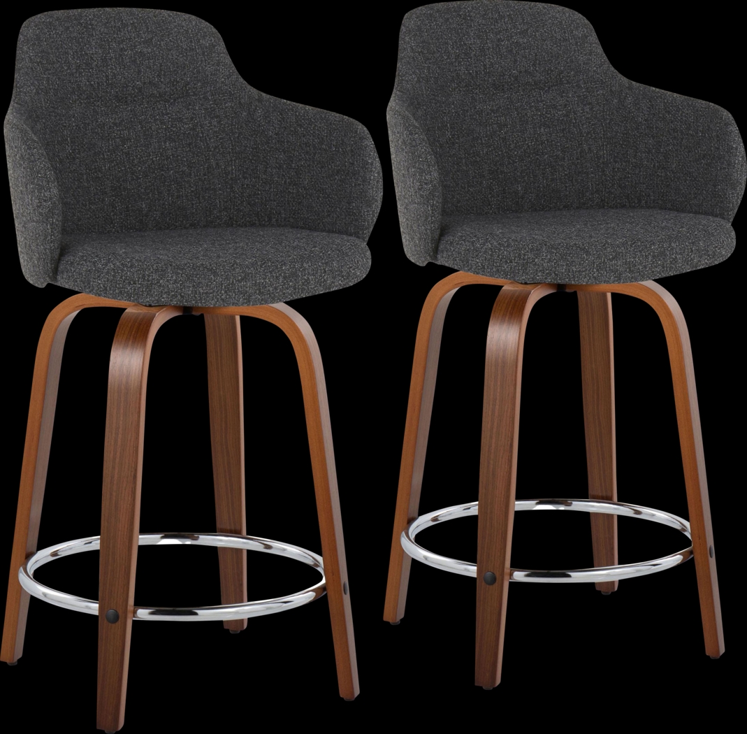 Siebarth VII Dark Gray Counter Height Stool, Set of 2 - Thumbnail - Image 1