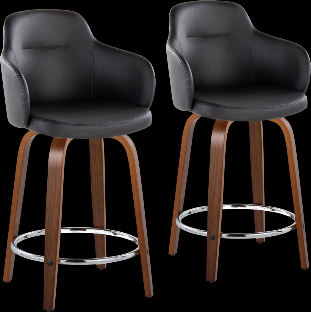 Siebarth VIII Black Counter Height Stool, Set of 2 - Thumbnail - Image 1