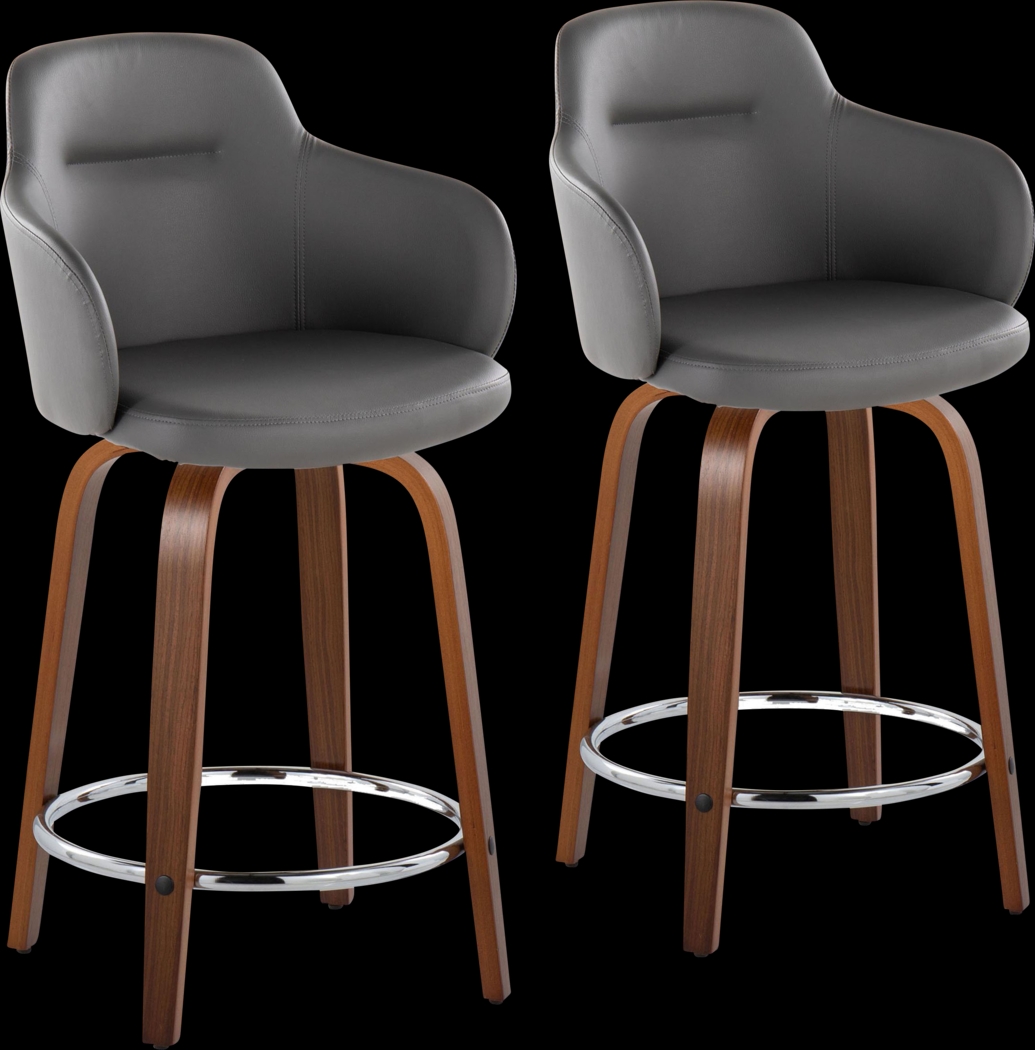 Siebarth VIII Gray Counter Height Stool, Set of 2 - Thumbnail - Image 1