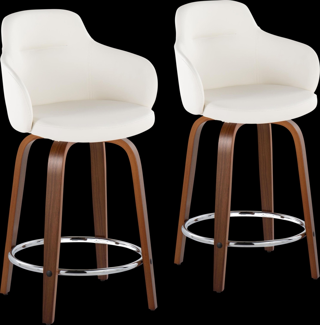 Siebarth VIII White Counter Height Stool, Set of 2 - Thumbnail - Image 1