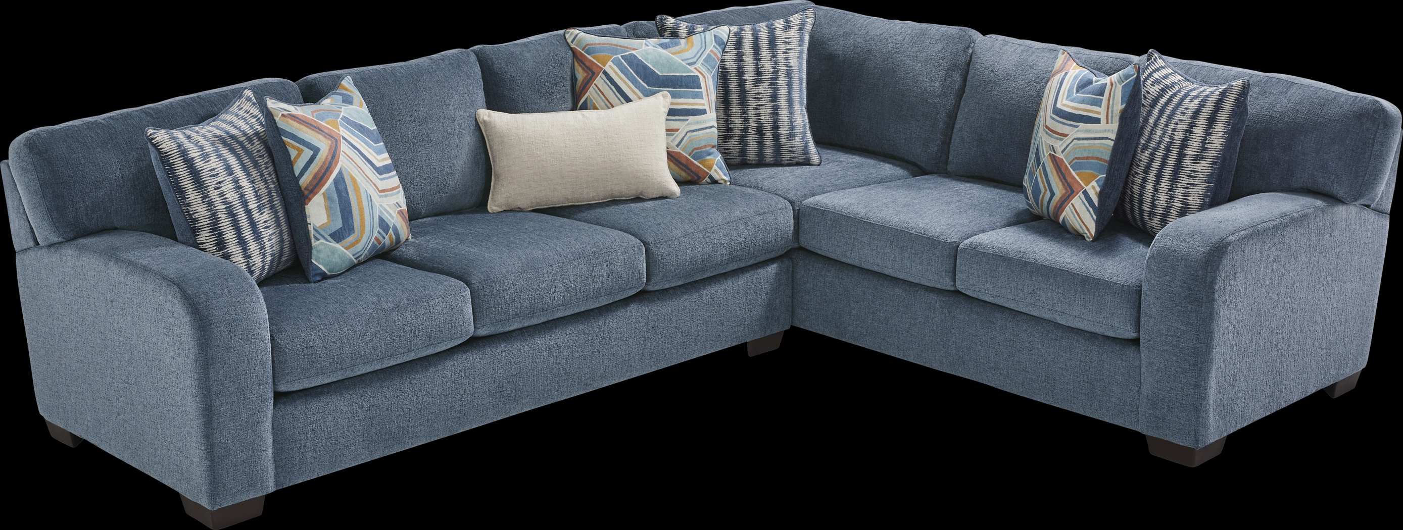 Sienna Way Blue Chenille 5 Pc Sectional Living Room - Thumbnail - Image 3