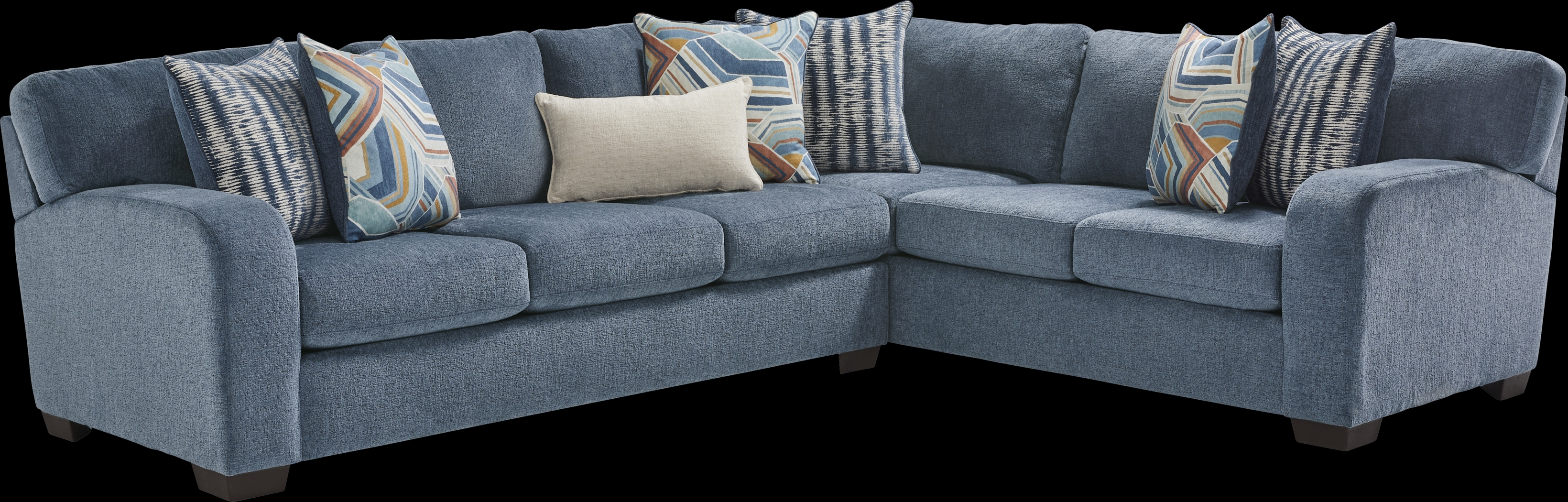Sienna Way Blue Chenille 5 Pc Sectional Living Room - Thumbnail - Image 2