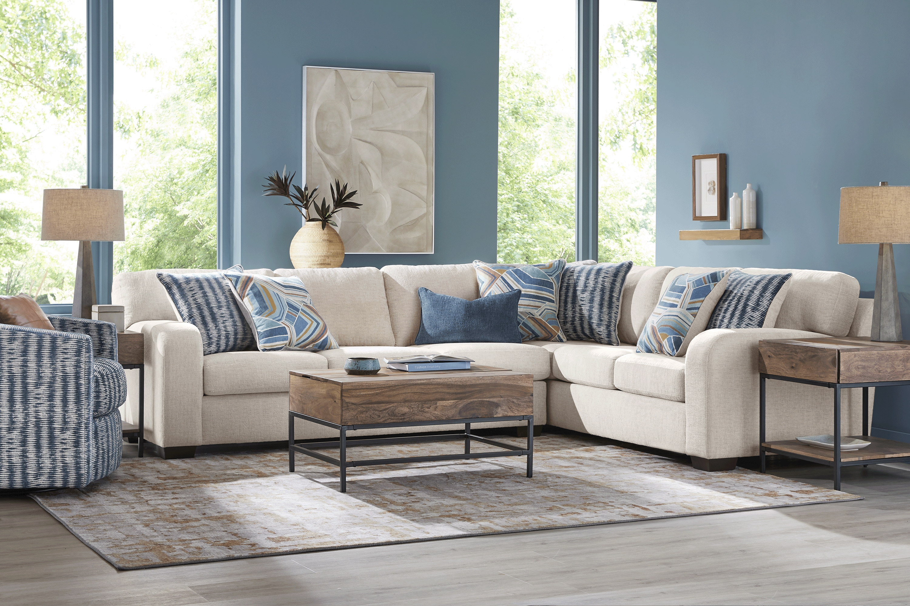 Sienna Way Cream Chenille 2 Pc Sectional - Thumbnail - Image 2