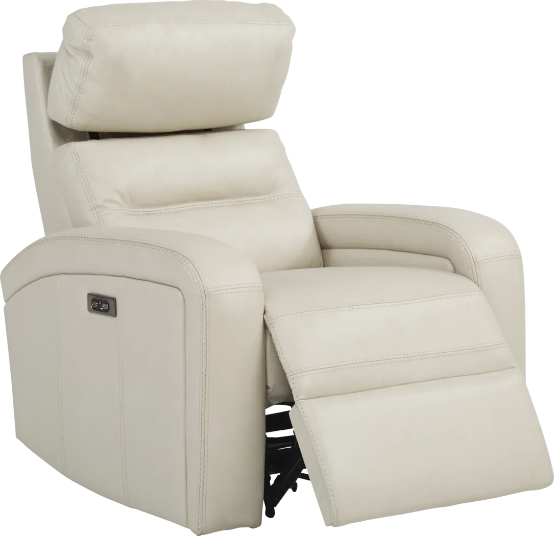 Sierra Madre Beige Leather Dual Power Recliner - Thumbnail - Image 2