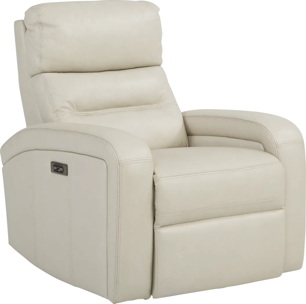 Sierra Madre Beige Leather Dual Power Recliner - Thumbnail - Image 1