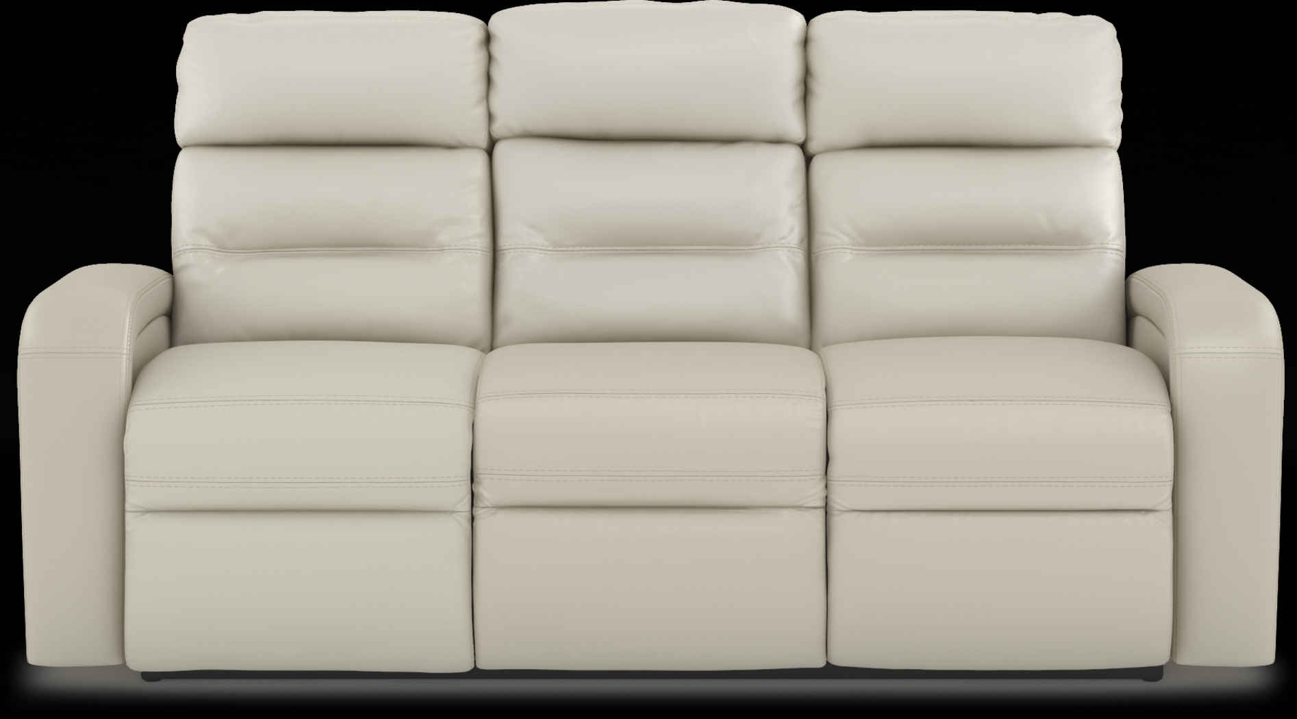 Sierra Madre Beige Leather Dual Power Reclining Sofa - Thumbnail - Image 1