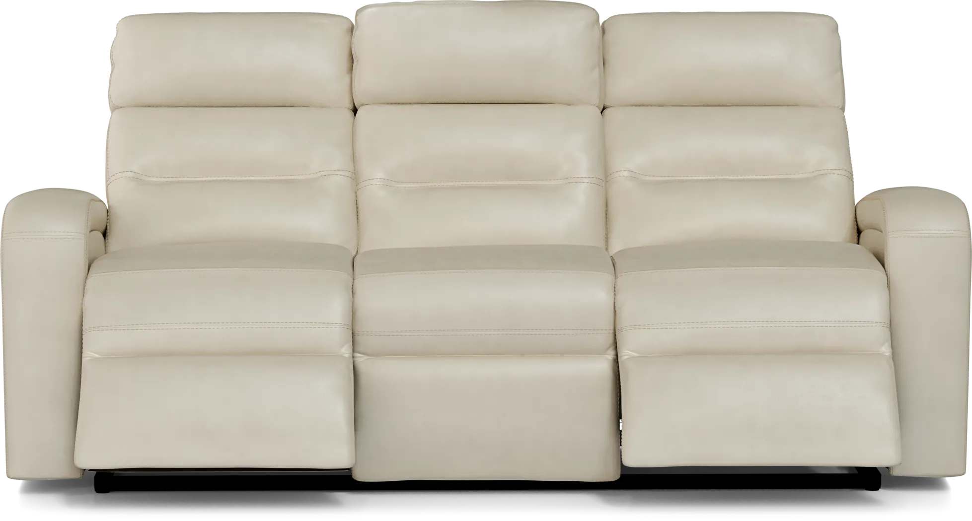 Sierra Madre Beige Leather Reclining Sofa - Image 5