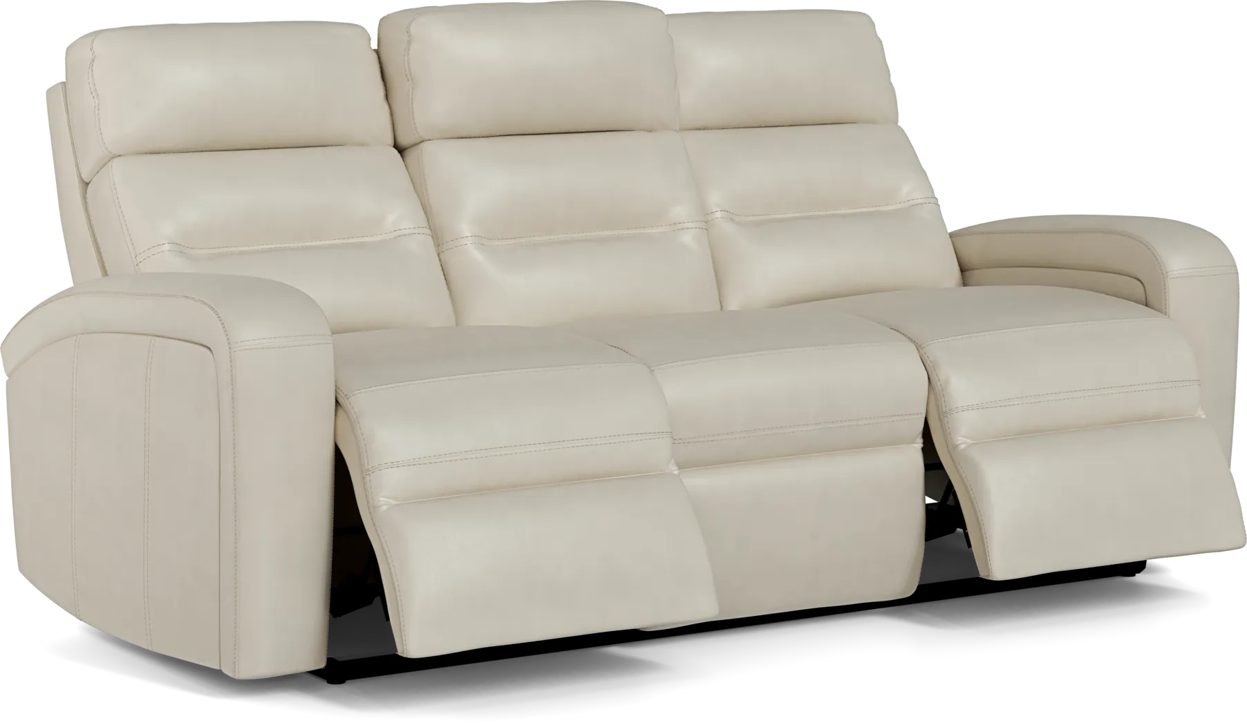 Sierra Madre Beige Leather Reclining Sofa - Image 6