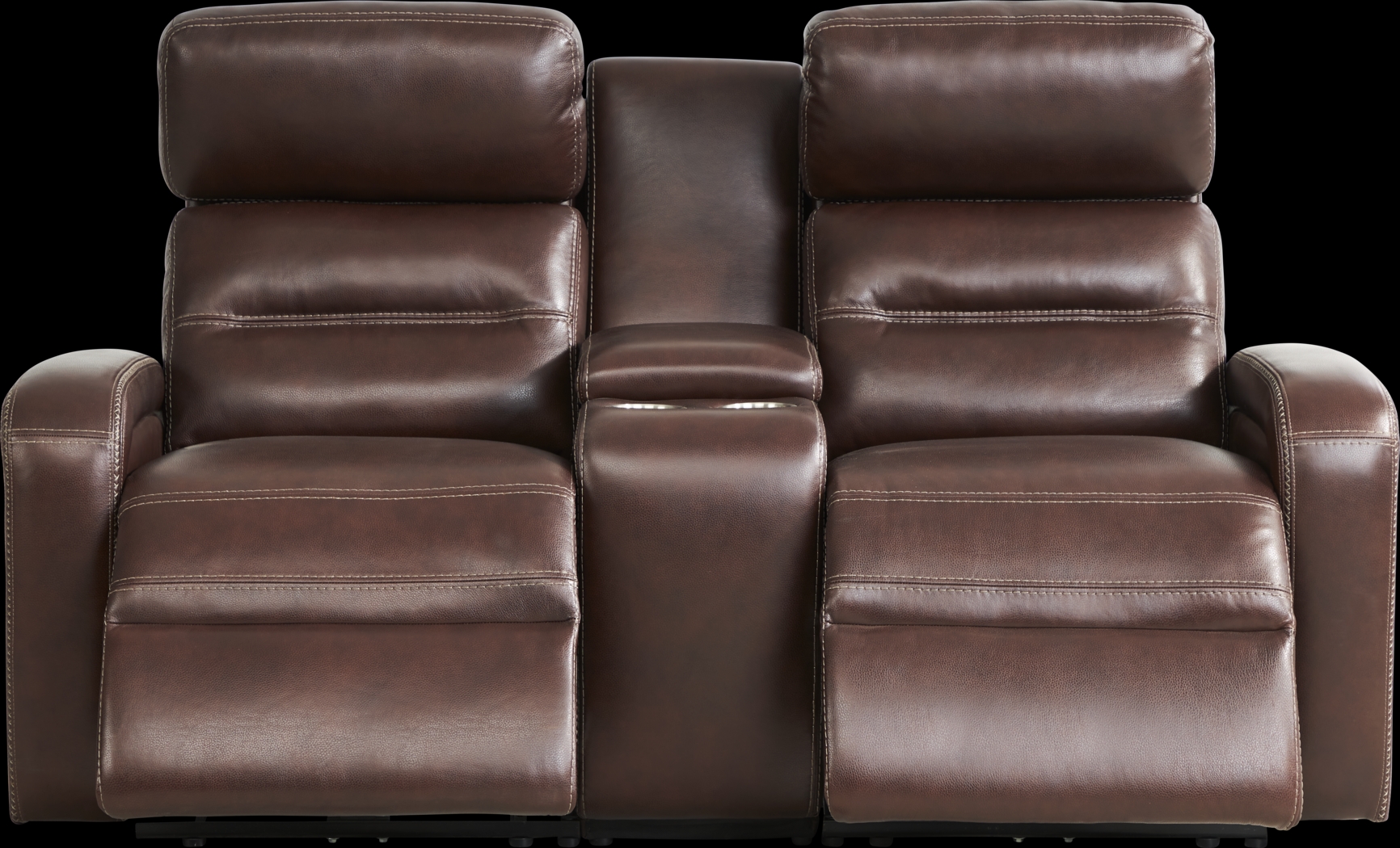 Sierra Madre Brown Leather Dual Power Reclining Console Loveseat - Thumbnail - Image 2