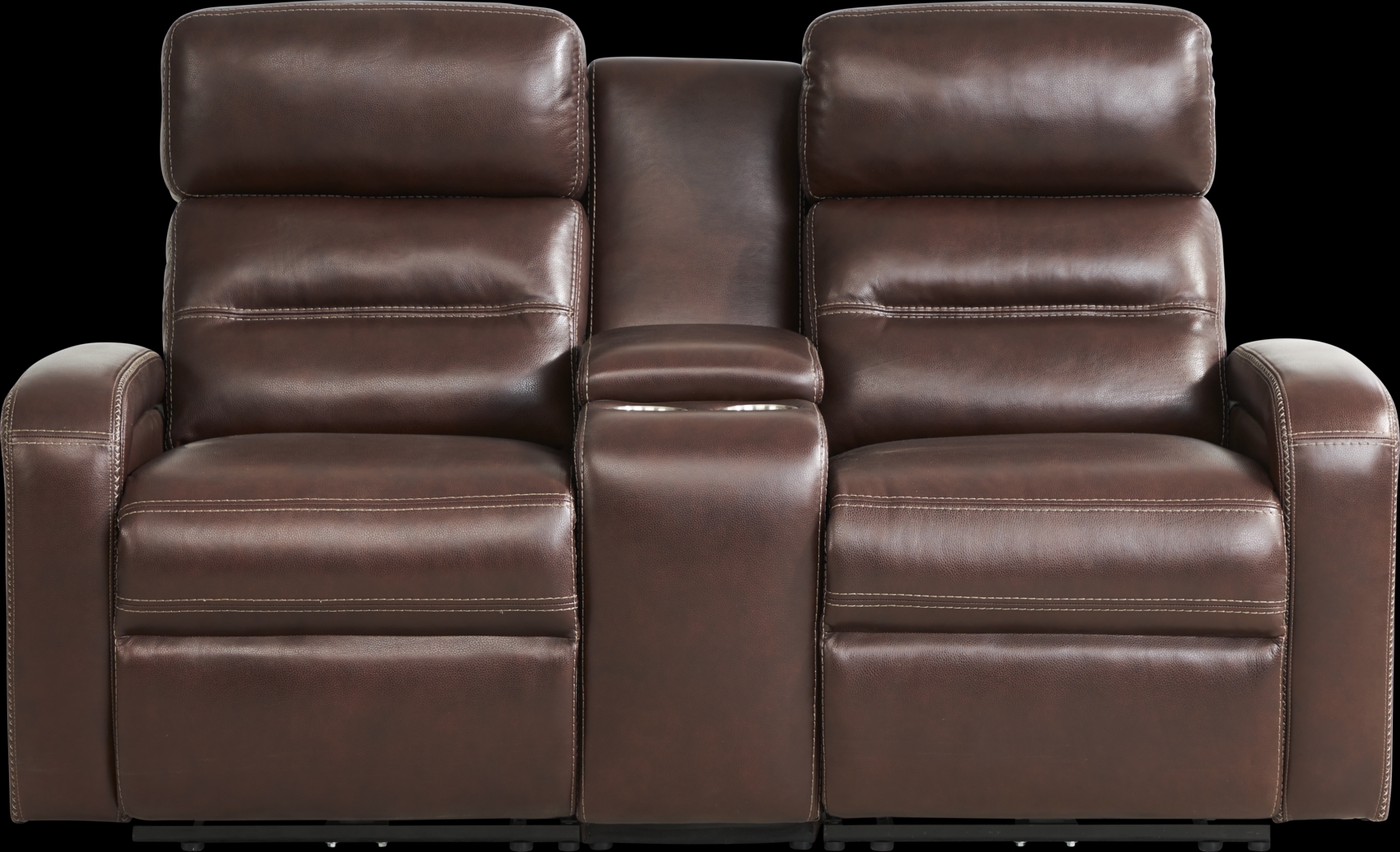 Sierra Madre Brown Leather Dual Power Reclining Console Loveseat - Thumbnail - Image 1