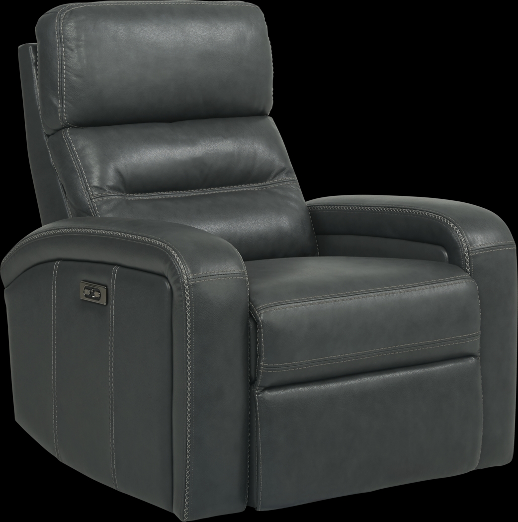 Sierra Madre Gray Leather 6 Pc Living Room with Reclining Sofa - Thumbnail - Image 5