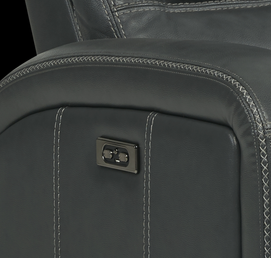 Sierra Madre Gray Leather 3 Pc Living Room with Reclining Sofa - Thumbnail - Image 9